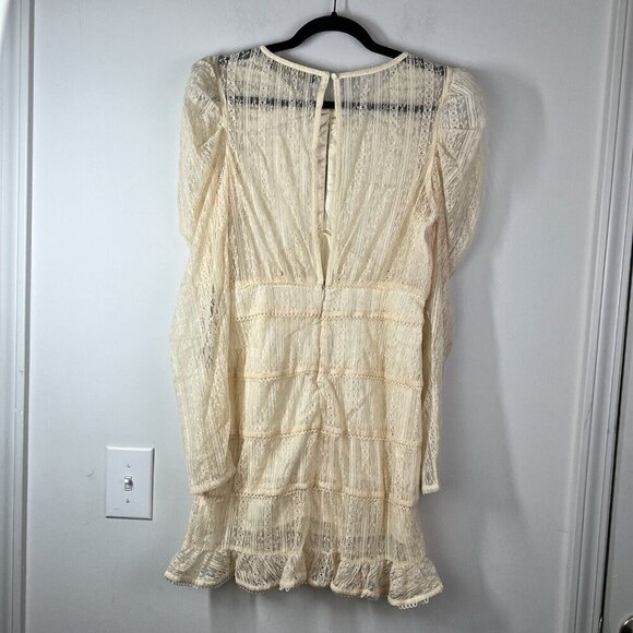 House of Harlow 1960 x Revolve Henrik Ivory Lace Puff Sleeve Mini Dress M NWT - Picture 11 of 14